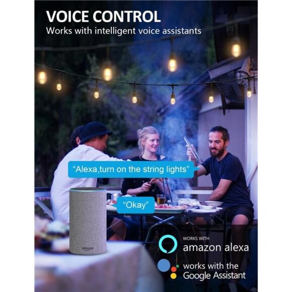 Outdoor String Lights, Smart 98Ft RGBW Patio Lights Waterproof, App Control - Picture 4 of 7